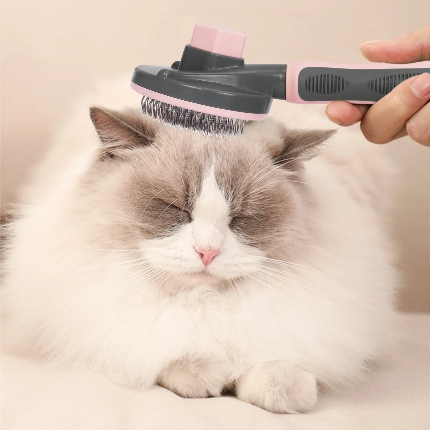 Pet Grooming Brush for Dogs and Cats, Self Cleaning Slicker Dog Cat Brush with Thin Teeth to Remove Loose Fur, Tangles & Dirt, Great for Long and Short Haired Cats & Dogs, Pink