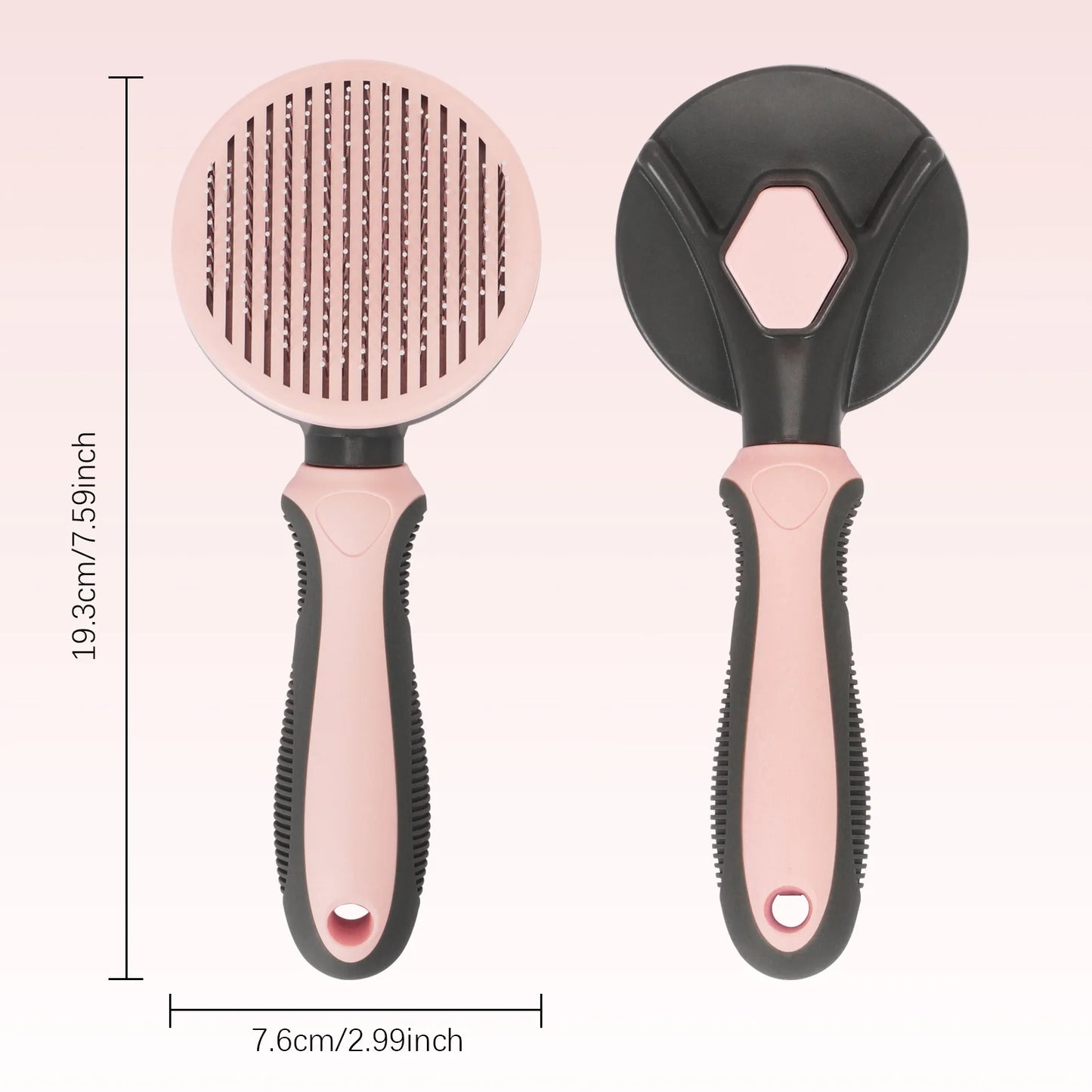 Pet Grooming Brush for Dogs and Cats, Self Cleaning Slicker Dog Cat Brush with Thin Teeth to Remove Loose Fur, Tangles & Dirt, Great for Long and Short Haired Cats & Dogs, Pink
