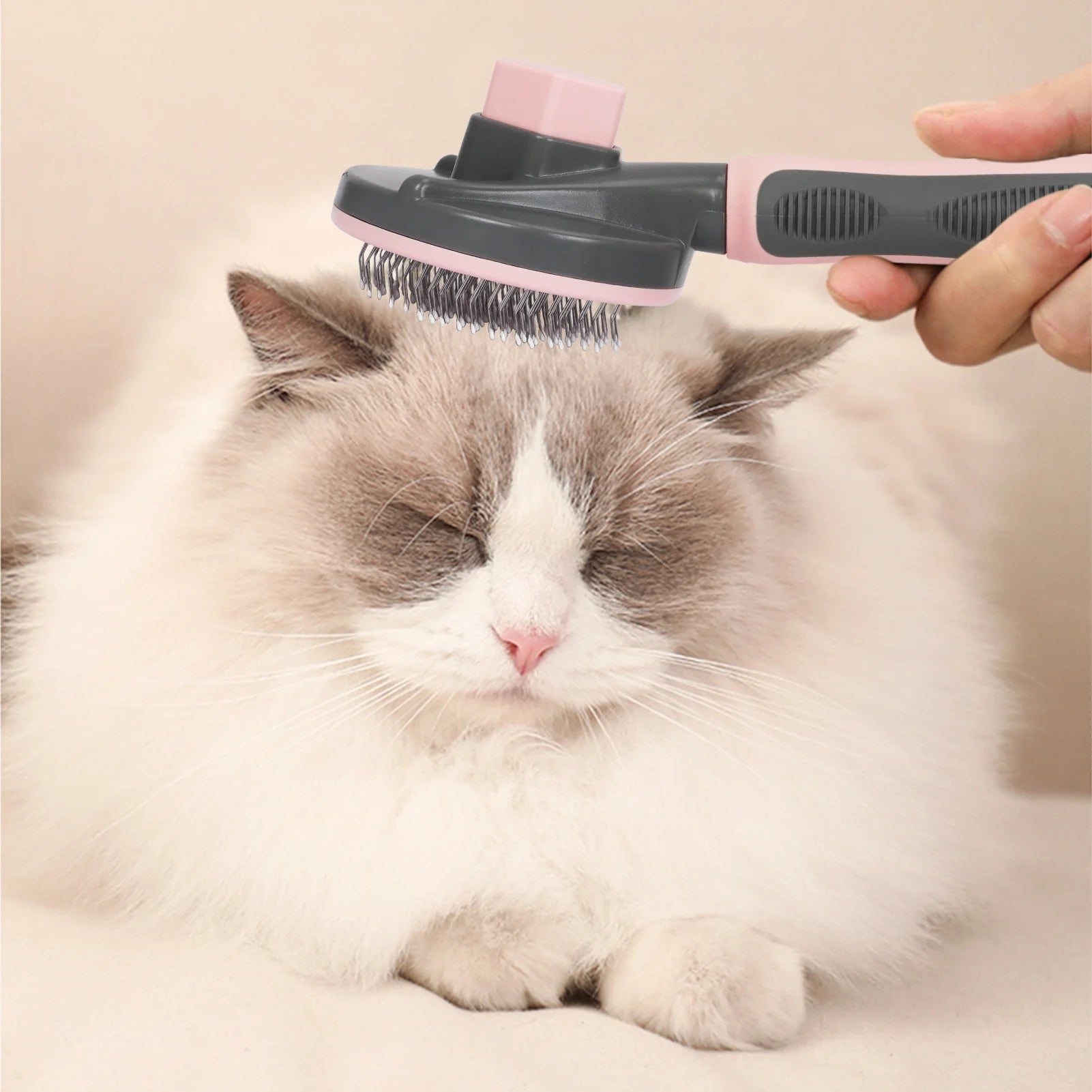 Pet Grooming Brush for Dogs and Cats, Self Cleaning Slicker Dog Cat Brush with Thin Teeth to Remove Loose Fur, Tangles & Dirt, Great for Long and Short Haired Cats & Dogs, Pink